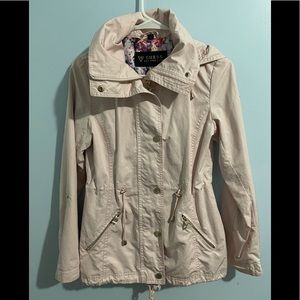 GUESS PINK RAIN JACKET HOODED
